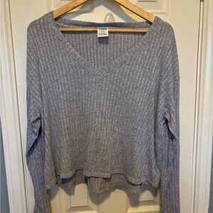 Women's PINK V Neck Loungewear Oversized Long Sleeve Top  sz Medium